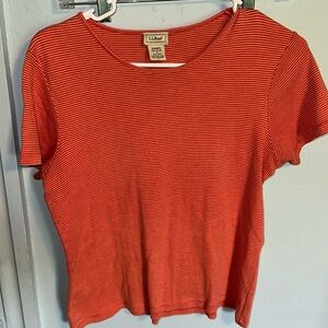 L.L. Bean orange striped top size small
